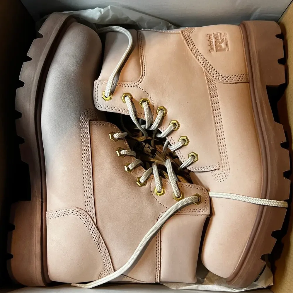 NWB Timberland Pro 6 Sawhorse Safety Toe Boots Pink Nude Unisex Size W10 M8 - Picture 4 of 9